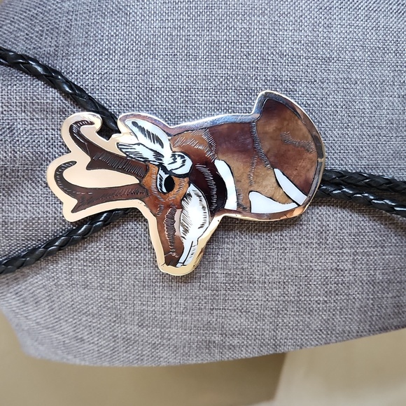 Amazing NWOT Native American Zuni Inlaid Antelope Bolo by Dale Edaakie ♥️🦌🎁 - Picture 4 of 13